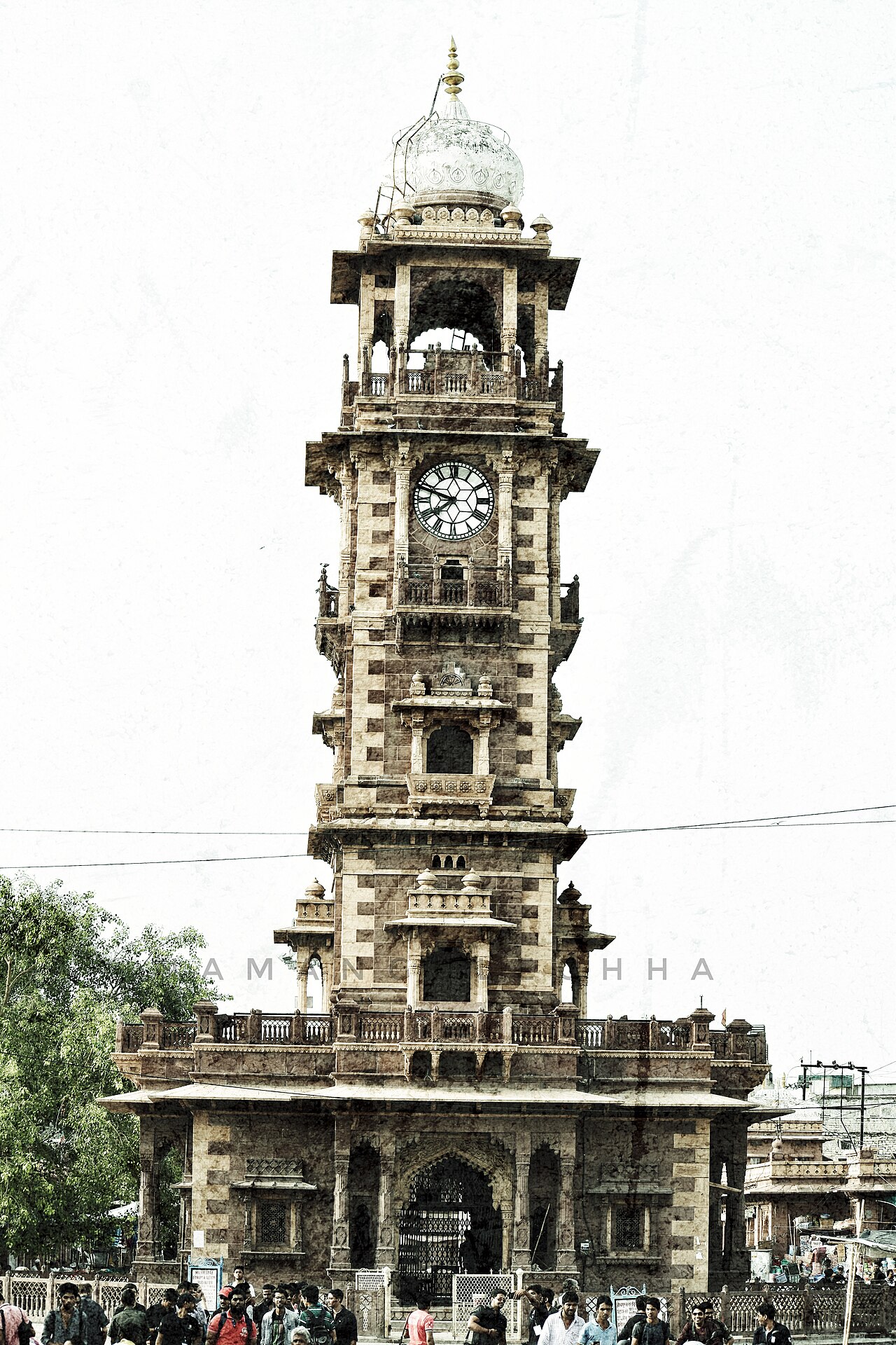 Carved stone and clock face of Jodhpur Clock Tower